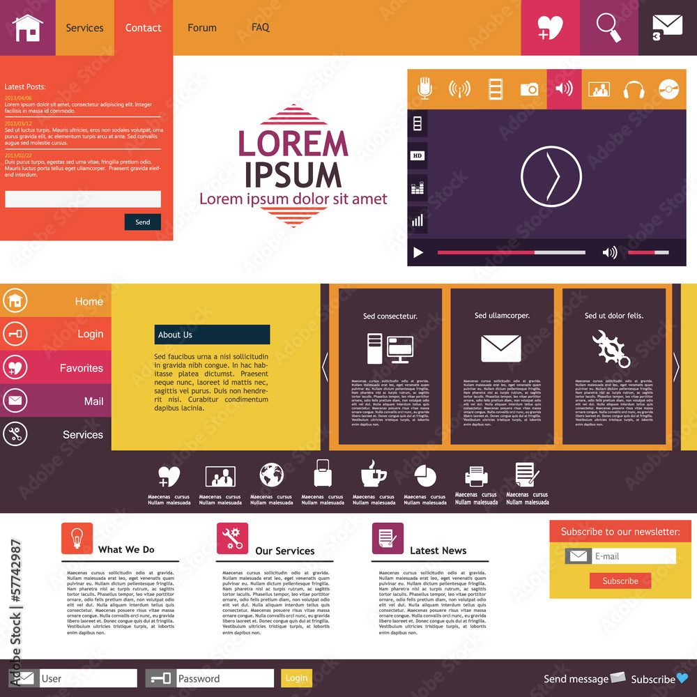 Canvas Prints website template flat design trend eps10.