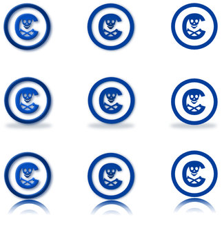 set icone copyright / pirateria blu