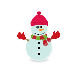 Vector snowman isolated on white. merry christmas background