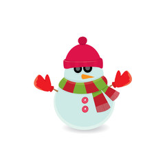Vector snowman isolated on white. merry christmas background