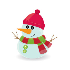 Vector snowman isolated on white. merry christmas background
