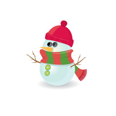 Vector snowman isolated on white. merry christmas background