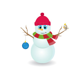 Vector snowman isolated on white. merry christmas background