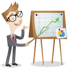 Businessman, presenting growing graph, statistics