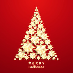 Fototapeta na wymiar Christmas tree from gold stars