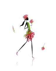 Foto auf Acrylglas Blumen Frau Blumenmädchen für Ihr Design