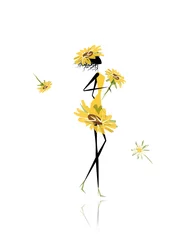 Abwaschbare Fototapete Blumen Frau Blumenmädchen für Ihr Design