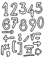 Hand drawn numbers, doodles