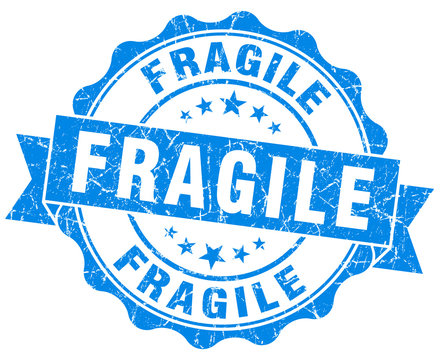 Fragile grunge round blue seal