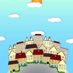 Obraz na płótnie Canvas Panorama Town - City Background. Vector illustration