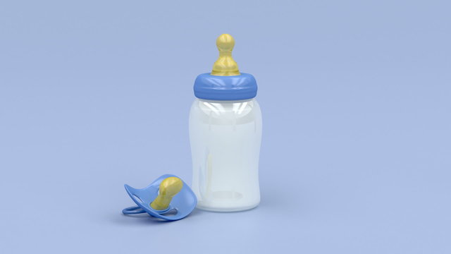 Baby milk bottle and pacifier