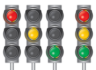 Traffic lights. Red, yellow, green.
