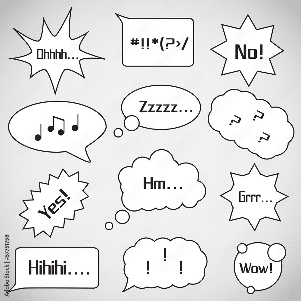 Fototapete speech bubbles set - isolated on background - vector
