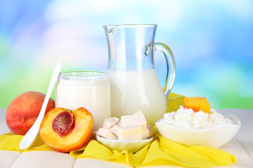 Fresh dairy products with peaches