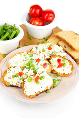 Sandwiches with cottage cheese and greens