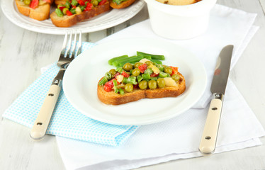 Sandwiches with vegetables and greens