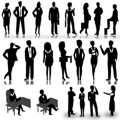Business people silhouettes isolated on white