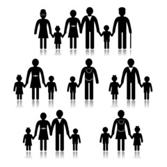 Family - generation silhouette, isolated on white