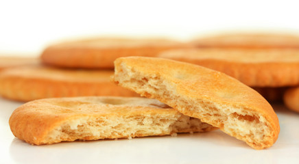 Delicious crackers isolated on white