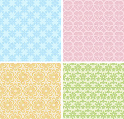 set of floral seamless patterns