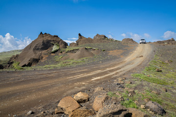 Fototapeta na wymiar Track through Iceland and 4x4
