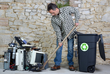 cleaning of old computer equipment for recycling