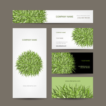 Business cards collection, green meadow design