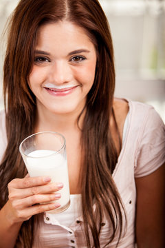 Happy Girl With A Milk Mustache