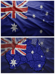 Australia flag and map collage