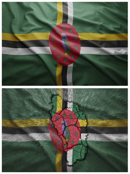 Dominica Flag And Map Collage