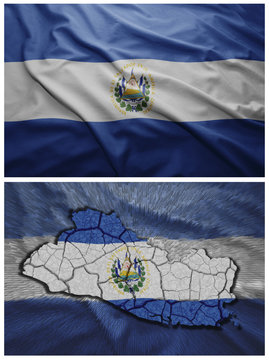 El Salvador flag and map collage