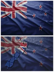 Schilderijen op glas New Zealand flag and map collage © luzitanija