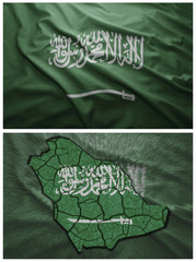 Saudi Arabia flag and map collage