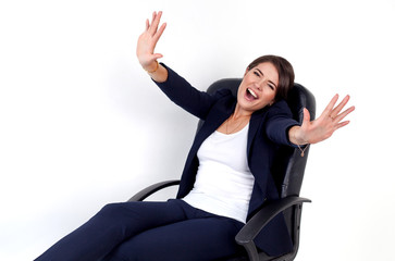 Obraz premium Business woman full of emotions