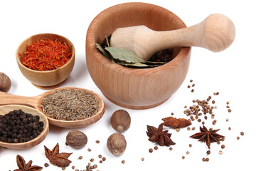 Various spices and herbs close up