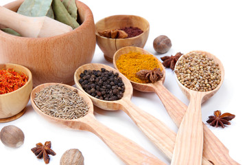 Various spices and herbs close up