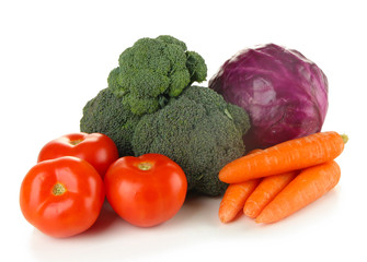 Composition of different vegetables isolated on white