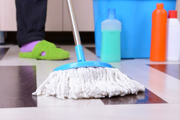 House cleaning with  mop