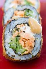 sushi with fried fish