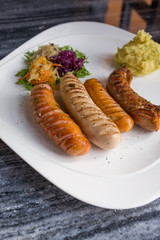 Variety of Germany sausages