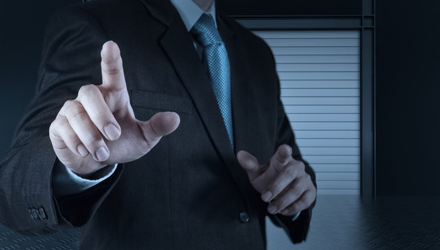 businessman hand working with touch screen