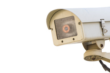close up shot of cctv security camera system outdoor, isolated