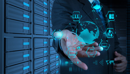 businessman working with new modern computer show social network