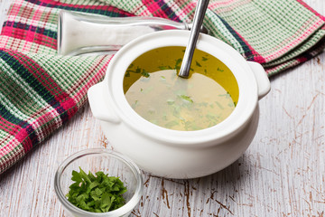 Broth in bowl