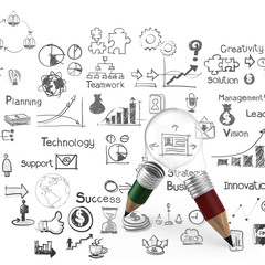 creative design business as pencil lightbulb 3d as business desi