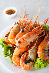 Grilled prawns with seafood sauce