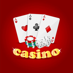 casino background.items for the casino on a red background.vecto