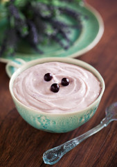 Silken tofu dessert with currants