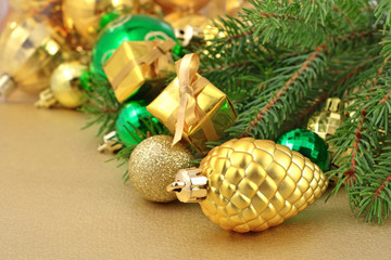 Gold bump and Christmas decorations