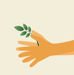 Fototapeta na wymiar Hands and plant icon